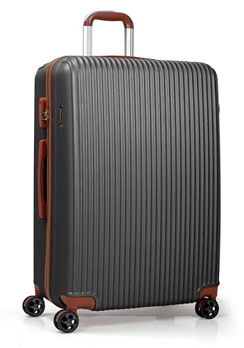CALDARIUS Large Luggage | Durable Suitcases | Lightweight & Secure with Combination Lock | Smooth 4 Dual Spinner Wheels | Ideal Travel Bag & Luggage Sets (Grey, Large 28'')