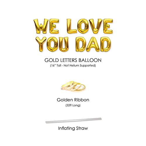 Partyforever We Love You Dad Balloons Banner Gold Fathers Day Or Birthday Party Decorations Sign #TOP1