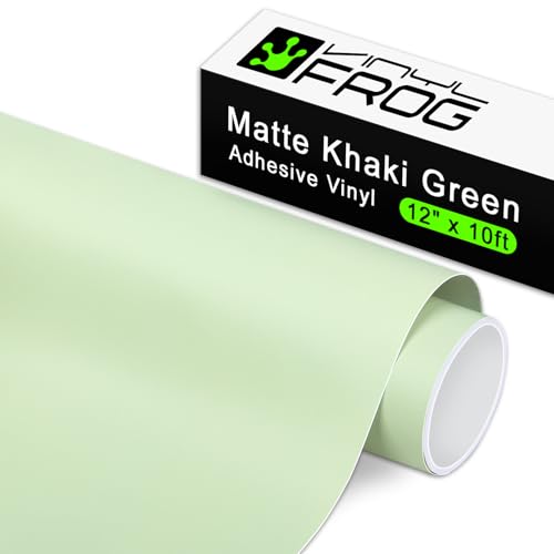 Vinyle adhésif permanent VINYL FROG kaki mat (30,5 cm x 3 m) pour machine de découpe
