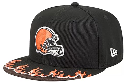 Cleveland Browns Youth Size 9FIFTY Black Flame Adjustable Hat - NFL Boys Snapback Cap