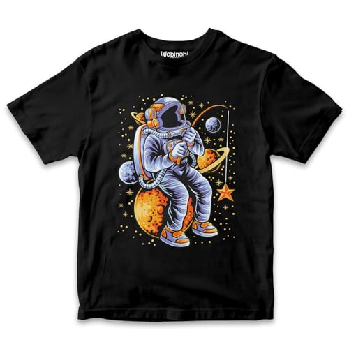Image of Boys & Girls Astronaut Glactic Space Fishing 100% Cotton Unisex Kids T-Shirt