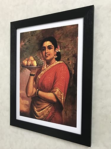 Image of Adventures� *Maharashtrian Women*- Two Paintings by Raja Ravi Varma, Set of 2 Wall D�cor Frames. Matt Satin Print with MDF & 1 inchPS Black Frame. Size 14 inchx18 inch each.