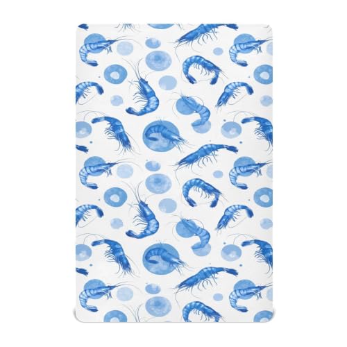 Image of Crib Sheets for Boys Blue Shrimp Bubble Toddler Baby Girl for Crib,Neutral Mini Cribs Sheet Fitted,Cot Mattress 52 * 28 * 9In