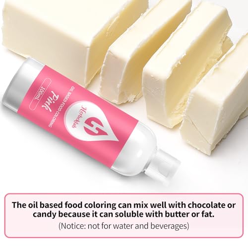 Image of Pink Oil Based Food Coloring for Chocolate - Herbeklab 100ml Professional Concentrated Oil Food Dye for Candy Melts, Chocolate, Cake Pops, Strawberries & Baking