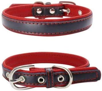 Cómodo collar de perro de cuero suave al tacto, ajustable, duradero anillo de aleación antioxidante para etiquetas y accesorio de correa, múltiples