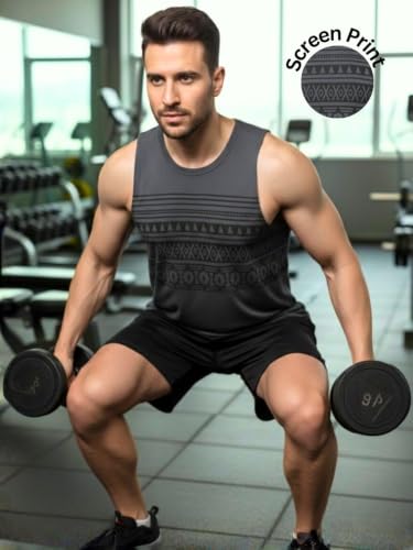 Image of Rigo Stylish Cotton Printed Vest for Men | Round Neck,Regular Fit, Sleeveless T-Shirt Vest for Men | Casual Innerwear Sando for Men & Boys - Perfect for Workouts Gym, Vacations, and Beaches