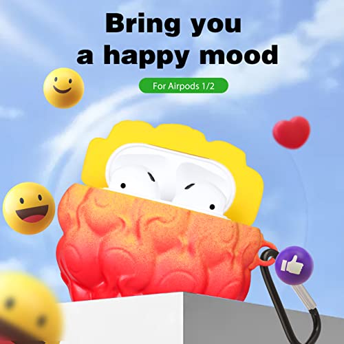 Gkv Silicone Case For Airpods 1/2 Design Fashion Unique 3D Cool Funny Cartoon Air Pods 1St/2Nd Cover Cute Designer Stylish Shell Cases For Girls Boys Kids Teen For Airpods 1/2 (Red Yellow Fruit Food) #TOP2