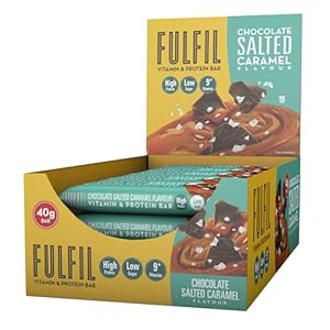 FULFIL – Barre Protéinée avec Vitamines – saveur Chocolat & Caramel Salé – Barre fonctionnelle et gourmande – Facile à Emporter – 15 Barres de 40g