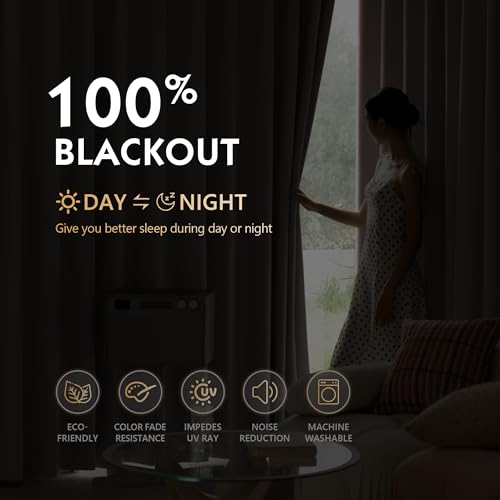 Image of FMFUNCTEX 100% Blackout Curtains for Bedroom, Pale Pink Curtains 72 Inches Long Textured Thermal Insulated Curtains for Living Room Drapes, Black Out Drapery Grommet Room Darkening 2 Panels