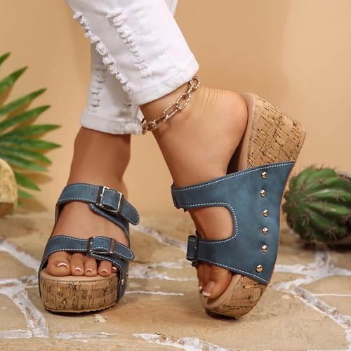 Sandales compensées en cuir légères et confortables - 2