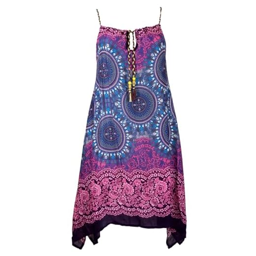 GURU SHOP Dashiki Midikleid, Trägerkleid, Strandkleid für Starke Frauen, Damen, Türkis/Fuchsia, Synthetisch, Size:One Size, Lange & Midi-Kleider Alternative Bekleidung