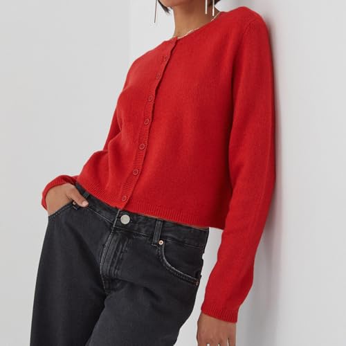 Women Y2k Crop Cardigan Sweater Long Sleeve Button Down Cardigan Vintage Open Front Sweater Cute Knit Pullover Tops4