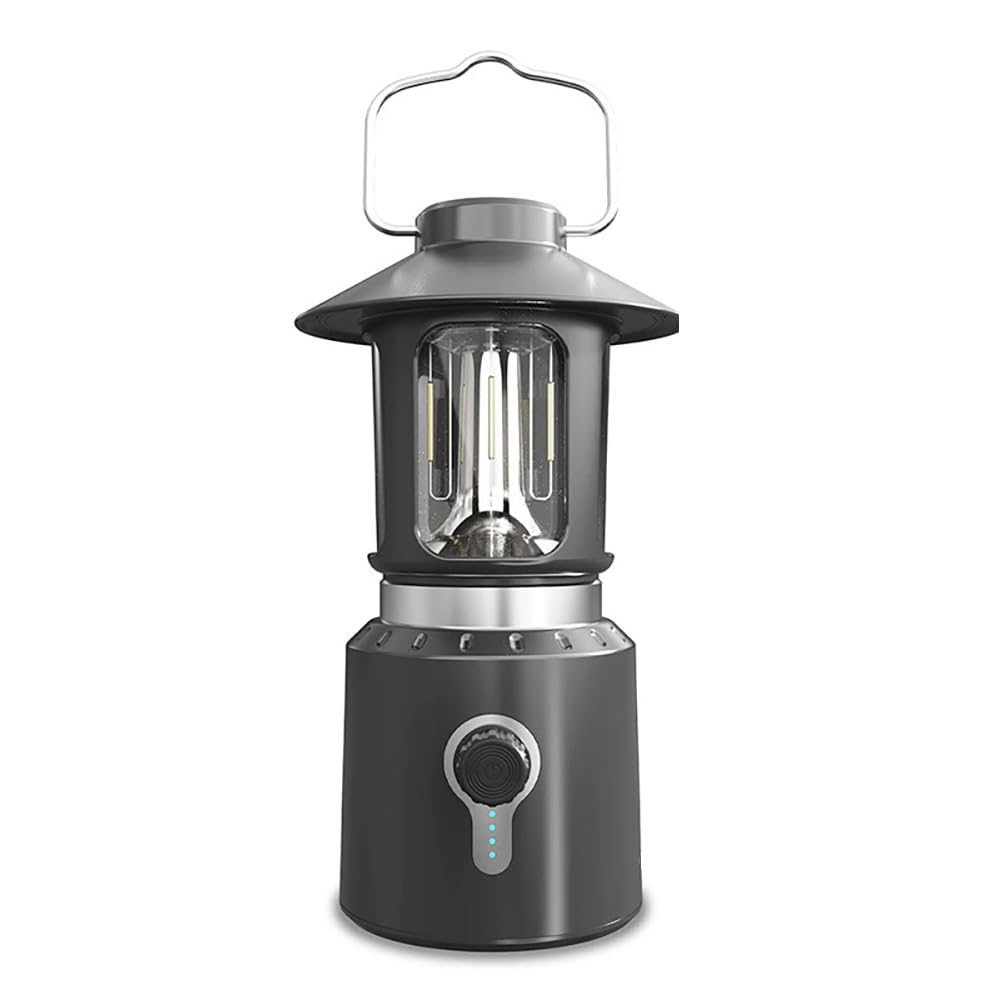 Lanterna da campeggio a LED, stile retrò, 8000 mAh, ricaricabile, 400 lm, dimmerabile, luce portatile con funzione power bank, lanterna per campeggio, escursionismo, uragano, interruzione di corrente