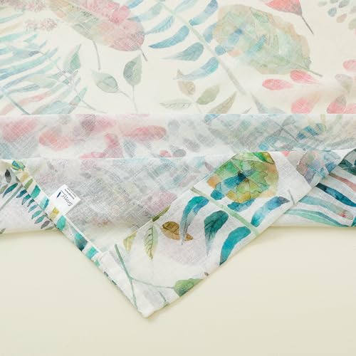 Image of Story@Home Window Curtains 5 Feet Long Set of 1 | Leaf Printed | Semi Transparent Curtain | Net Curtains | Sheer Curtain for Living Room | (118 X 152 Cm, White & Green) | Perfect for Home Decor
