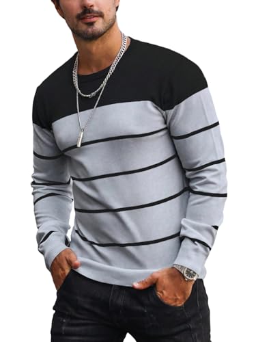 Men's Fall Winter Long Sleeve Striped Pullover-Essential Urban Streetwear for Coffee Runs & Weekend Hangouts