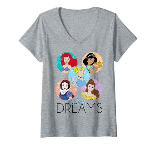 T-shirt Disney Princess femme col v coton doux coupe parfaite