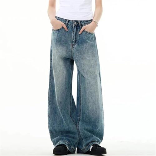 Men's Washed Straight Jeans Solid Color Wide Leg Denim Trousers Versatile Pants2
