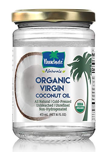 Parachute Naturalz 100% Organic Virgin Coconut Oil 16 fl.oz. Glass Jar (473ml)