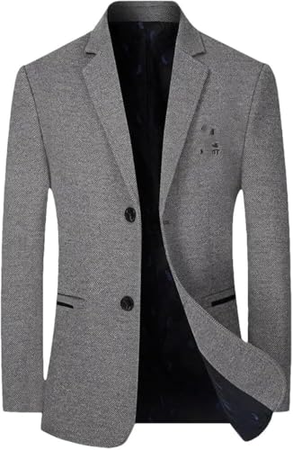 Men's Slim Fit Wool Blend Jacket Business Casual Suit Coat Formal Solid Color Single BreastedSuit Jackets