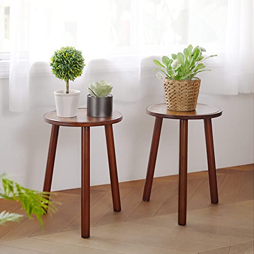 Mudeela Plant Stands for Indoor Plants, 2 Pack Bamboo Plant Stands, 16.5\" Tall Plant Table, Mid Century Modern Plant Holder for Living Room, Outdoor Pot Stand, Plant Stool, Small Side Table, Brown - Thumbnail 3