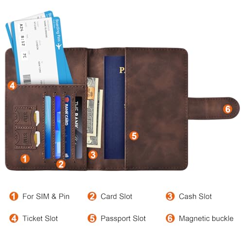 Image of Eoehro Passport Holder for Travel Essentials, Passport Wallet Cover Case for Travel Must Haves Accessories,Passport Book Holders for Women and Men(coffee)