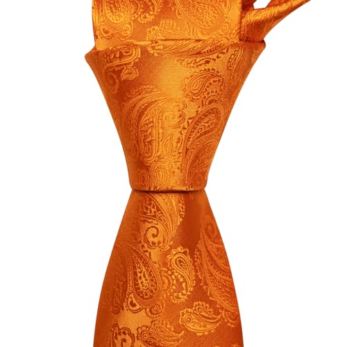 Image of Barry.Wang Paisley Tie Fashion Set Hanky Cufflinks Neckties for Men Woven Silk