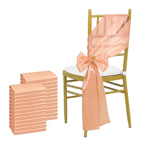 Ceintures de chaise en satin rose champagne pour nœud décoratif de fête x24
