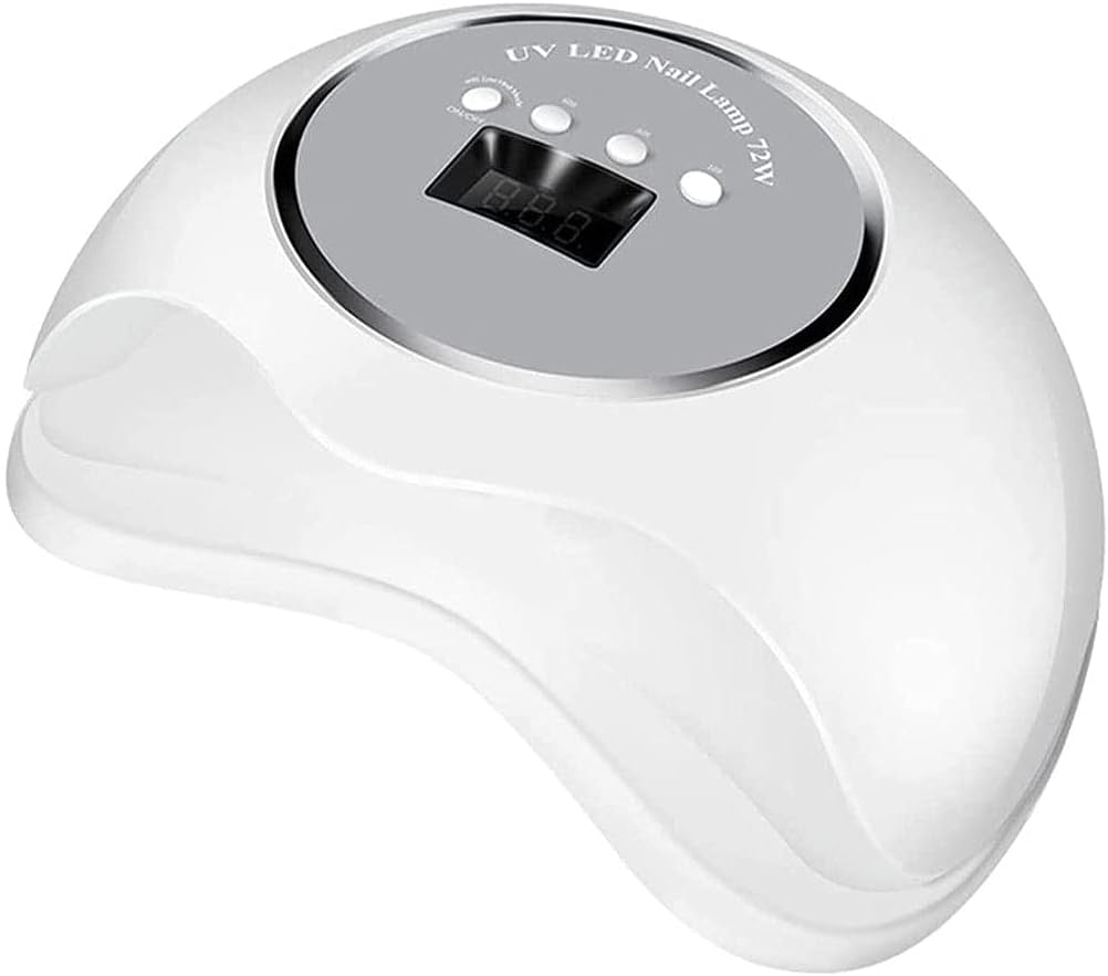 UV LED Nail Lamp 72W Quick-Drying Nail Dryer with 4 Timers Automatic Sensor UV Light for Nails UV Nail Lamp for UV Resin & Gel Polish, Professional Nail Art Tools, White