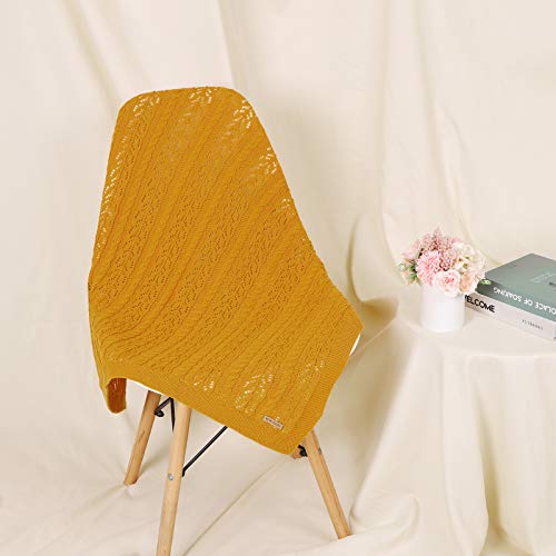 Image of LAWKUL Neutral Baby Blankets Cotton Baby Girl Receiving Blankets Infant Swaddle Baby Blanket Toddler Blanket Newborn Yellow Color Size 40x30 Inches