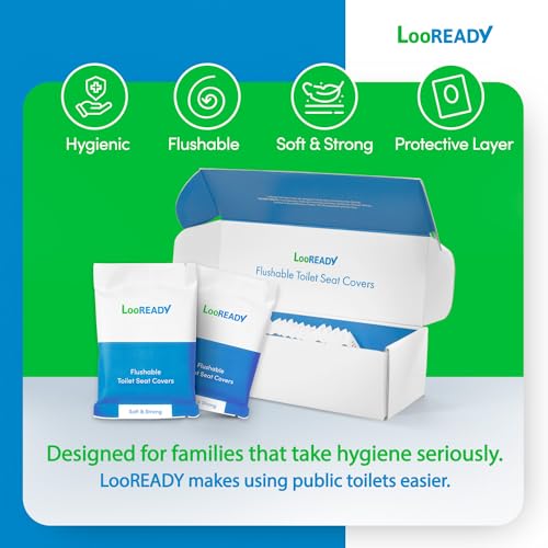 Looready Flushable Toilet Seat Covers Disposable Premium Quality Travel Essential. Extra Thick And Large Size (18 X 22"). Individually Wrapped thumb #5