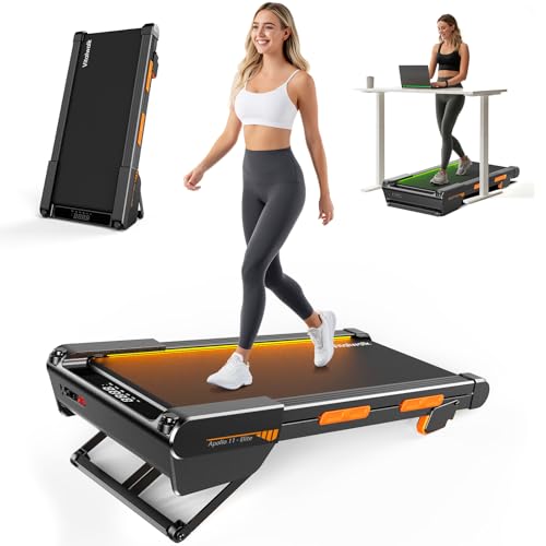 Vitalwalk Walking Pad Treadmill with Incline Full Deck 15% Auto Incline Portable Under Desk Treadmills for Home Office 350LBS 3.0HP Brushless 4-Way Move & Vertical Storage Ambient Light 40x16