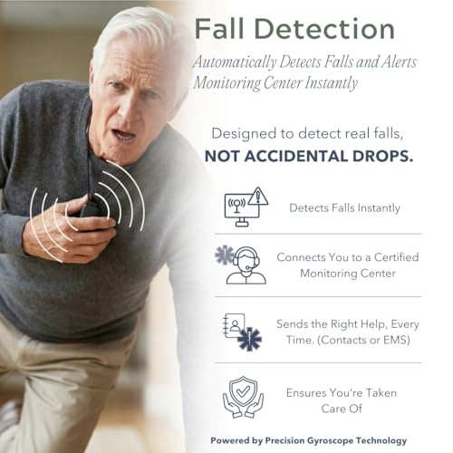 Medical Alert System for Seniors – Advanced Mini Device with Automatic Fall Detection, 24/7 Monitoring, GPS Tracking, Emergency Alert Pendant Necklace, SOS Button, Caregiver App, Waterproof | Black