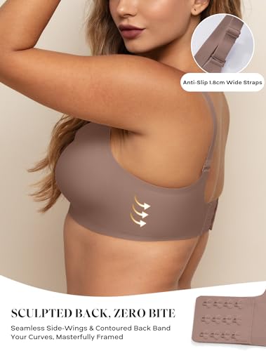 Image of Women V Neck Wireless Bra Full Coverage Comfort Jelly Strip Bras Supportive Seamless Bralette