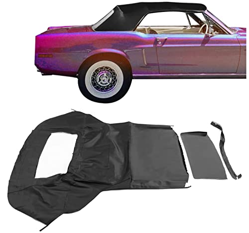 Kojem Convertible Soft Top Compatible with 1983-1993 Ford Mustang Soft Roof w/ Plastic Window (Black)