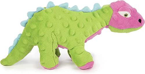 Image of goDog Dinos Spike Squeaky Plush Dog Toy, Chew Guard Technology - Green, Small
