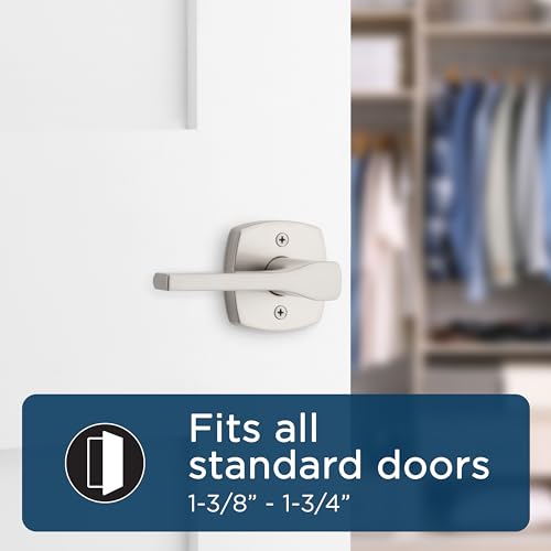 Weiser Prague Satin Nickel Door Handle, Left-Handed Half Dummy Lever, Non-turning Interior Door Handles for Wardrobe, Closet Door & French Doors, Cabinet Handle/Cupboard Handles, Modern Home Décor by Weiser - Used condition - Image 2