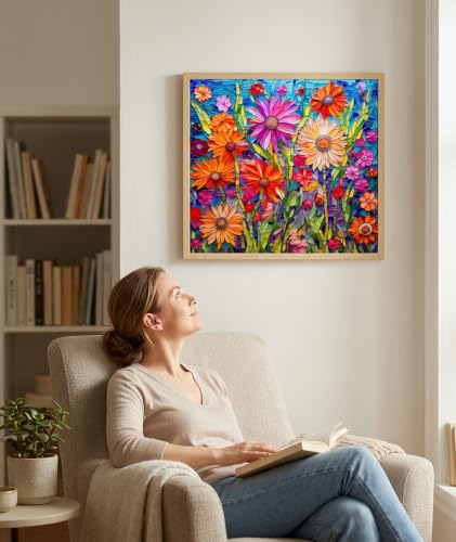 Image of Puzzle for Adults, Jigsaw Puzzle for Adults 1000 Pieces, Colourful Flower Design for Home Activities, Paper Quality Craftsmanship