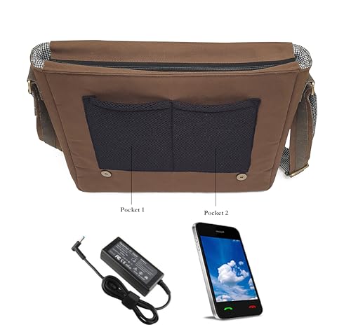 Image of The House of tara Cotton Canvas Messenger Bag for Men and Women | Printed Crossbody Sling Bag With Laptop Compartment (Upto 15.6 Inch), Broad Adjustable Straps & Waterproof Inner Lining (Khaki Grey)