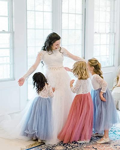 Image of Topmaker Flower Girl Dress for Toddler Baby Girls,Lace Tulle Dress for Wedding,Birthday Party,Photoshoot,Special Occasion