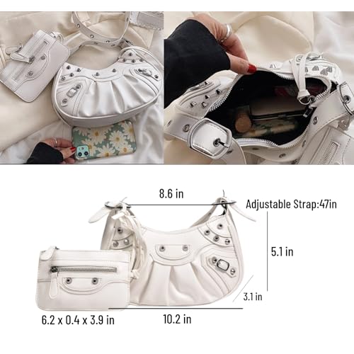 Crossbody Bags For Women 2 Set with Small Purse Rivet Shoulder Bag Adjustable Strap PU Leather Trendy Handbags4