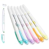 HMYCL Bunte Textmarker, 6 Farben Highlighter Pen Tag Stift BüRo Gadgets Doppelkopf 2-in-1 Brush Pen Marker Pastell Leuchtstifte für Markerstifte, Tagebuchplaner, Schulen, Büros, Studenten