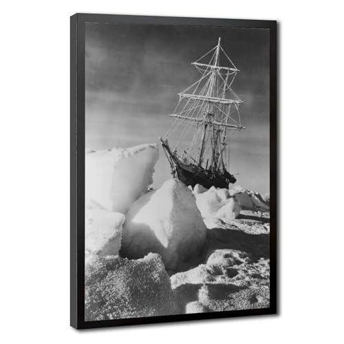 Poster vintage The Endurance Trapped by Ice - Décoration murale toile avec cadre à suspendre 20x30