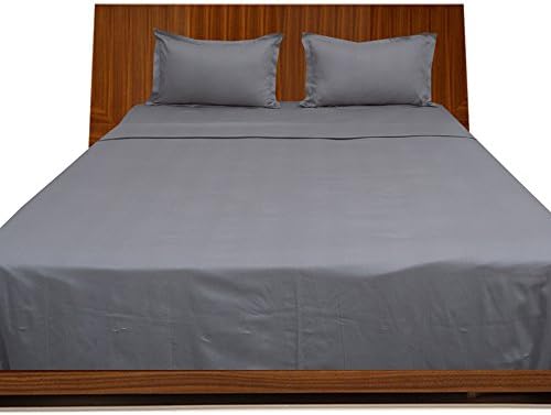 Twin PrasadCollections 400TC 100% Egyptian Cotton Silver Grey Solid Elegant Finish 4PCs Sheet Set Solid (Pocket Size: 27 inches)