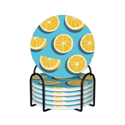 Dessous de verre en céramique lot de 6 avec support pour table - 2