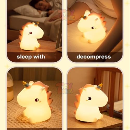 Image of TOYTONIC Unicorn Night Light for Kids - 7 Color Changing Rechargeable Silicone Led Lamp, Tap Control Touch Sensor, Cute Baby & Toddler Bedroom Light, Eye-Caring Unicorn Gift for Girls & Boys