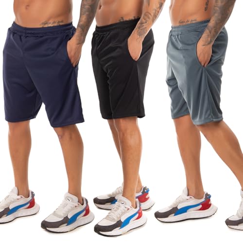 Kit 3 Short Academia Esportivo Treino Corrida Bermuda Com Bolsos Masculino (BR, Alfa, GG, Regular, Regular, 1 de cada)