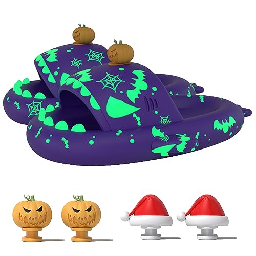 Spooky Shark Slides Glow in The Dark Halloween Shark Slides Christmas Shark Slides Halloween Shark Shoes Santa Shark Slides Slippers for Women Men4