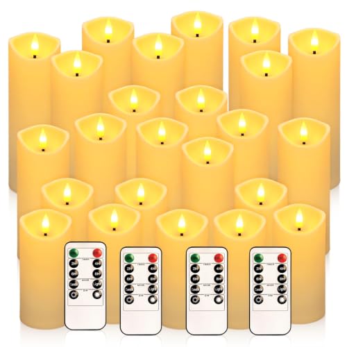 Image of 24-Pack Ivory-Colored Flame-Free Candles with 4 Remote Controls