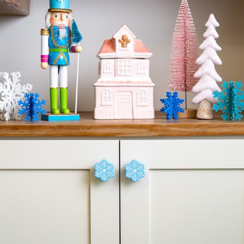 Knobēz: Decorative Knob Covers - Snowflake - 12pk, Blue - Stretch Over Hardware Decorations, Holiday-Winter-Christmas, Kitchen-Bathroom-Dressers-Home by Knobēz - Image 4