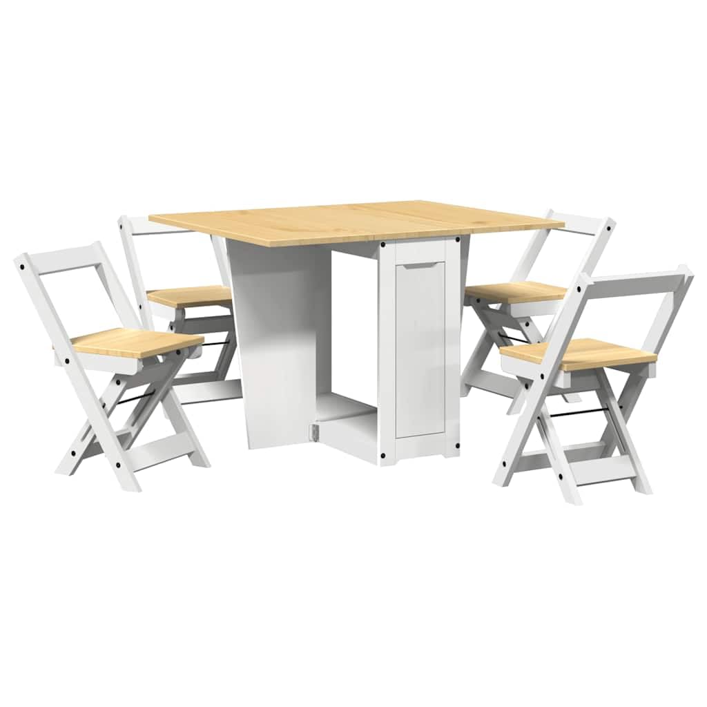 Set Comedor Plegable Mariposa 5 pzas Corona Madera Pino Blanco